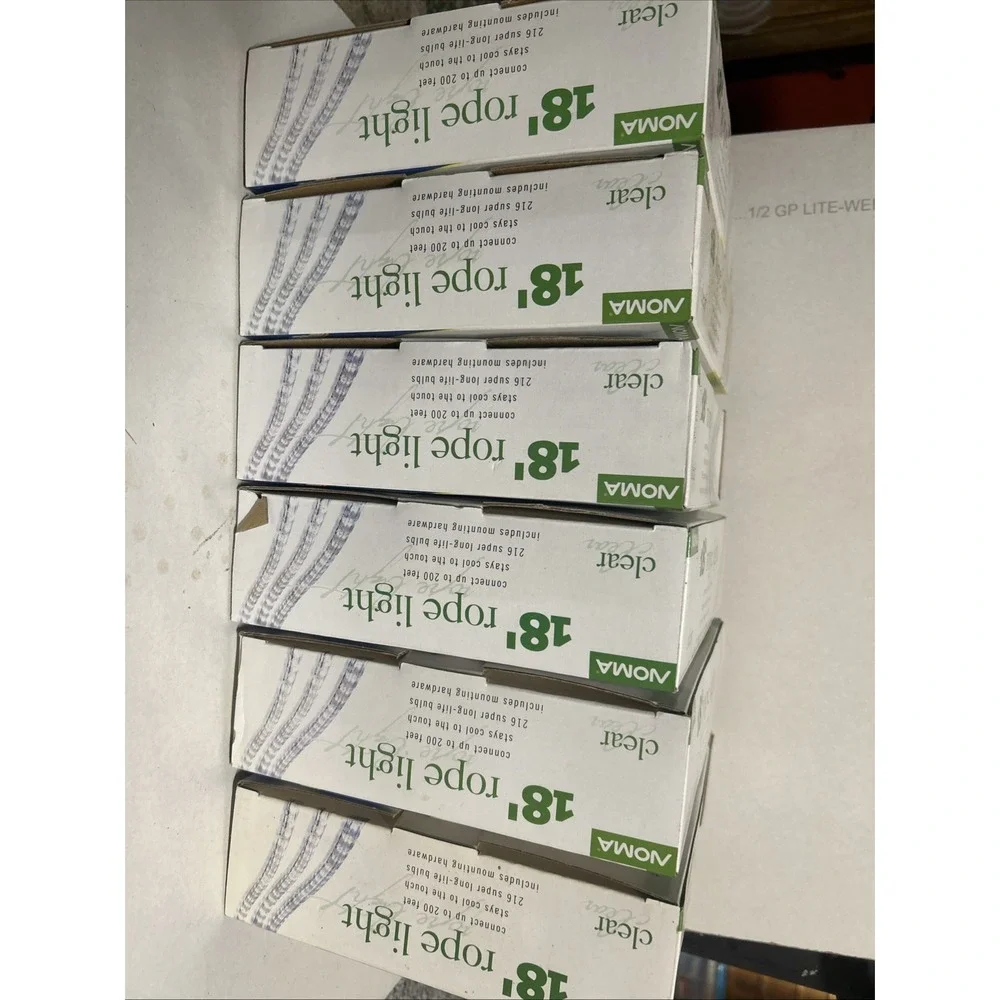 Six NOMA 18' Clear Rope Light Warm Light New In Original Box